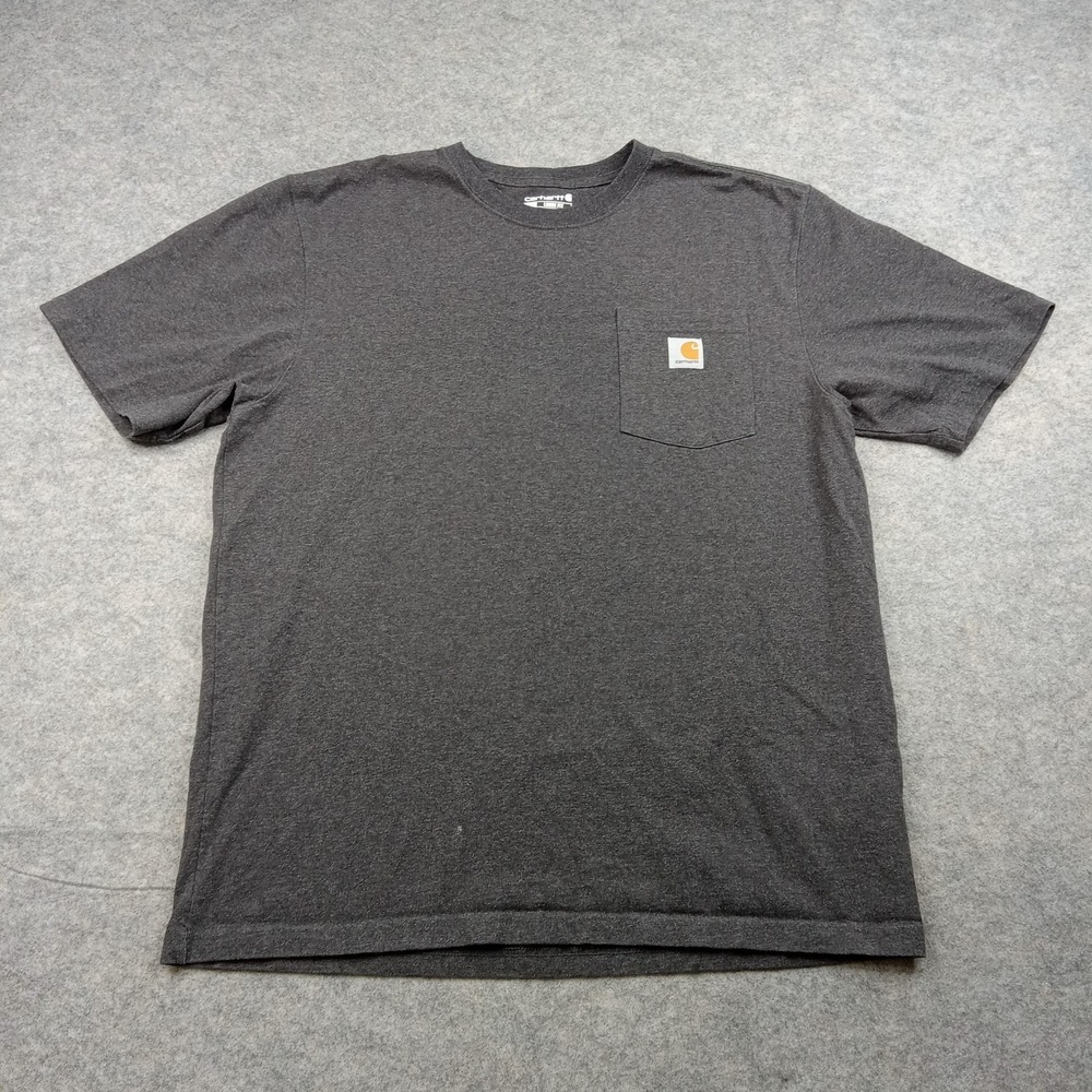 Carhartt Shirt Mens Large Gray Loose Fit Pocket Logo Workwear Short‎ Sleeve Tee